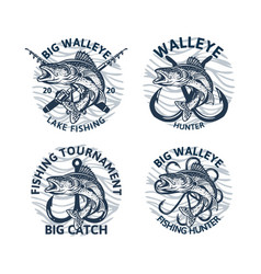 Set Walleye Fishing Logo Club Tournament Big