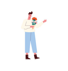 Man With Flowers Bouquet