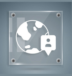 White Location On The Globe Icon Isolated On Grey