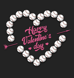 Happy Valentines Day Heart Made Of Baseball Balls