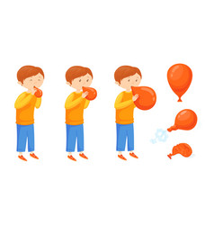 Kid Blowing Balloon Cartoon Child Boy Inflate