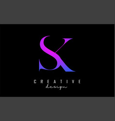 Colorful Pink And Blue Sk S K Letter Design Logo