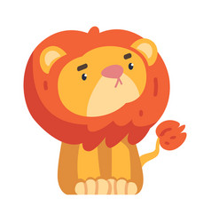 Cute Lion Character With Mane Sitting