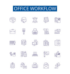 Office Workflow Line Icons Signs Set Design