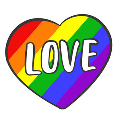 Word Love In Heart In Colors Of Rainbow Flag