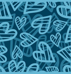 Cute Funny Blue Hearts Concept Seamless Pattern