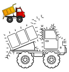 Dot To Dump Truck Isolated Coloring Page