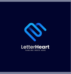 Logo Letter Heart Line Art Gradient Style