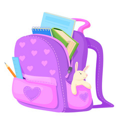 Full School Backpack Cartoon Icon Girlish Student