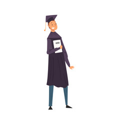 Male Graduate Student In Gown And Cap Standing