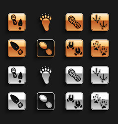 Set Human Footprints Shoes Dove Paw Fox Wild