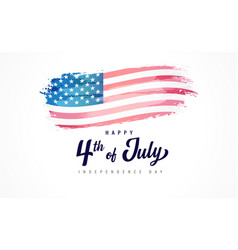 Happy 4th Of July Lettering And Watercolor Flag