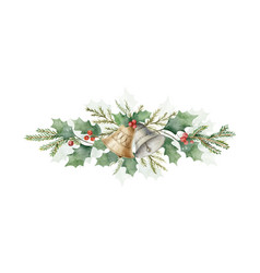 Watercolor Christmas Wreath With Bells