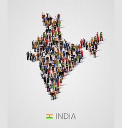 Large Group Of People In India Map Form