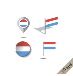 Map Pins With Flag Luxemburg