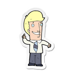 Sticker Of A Cartoon Office Man With Idea