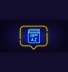 Vocabulary Line Icon Book Glossary Sign Neon