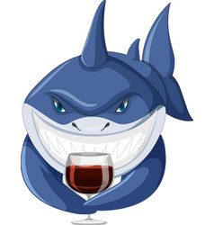 Cartoon Shark Holding Wine Glass