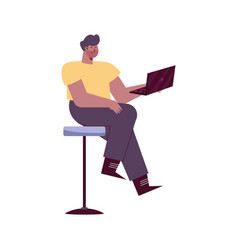 Man Seated With Laptop