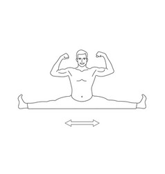 Smiling Muscular Man Doing Leg Splits Line Art