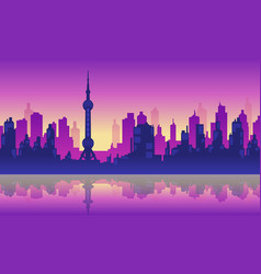 City Silhouette Oriental Pearl Tower