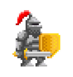 Medieval Knight With Sword And Shield Pixel Art