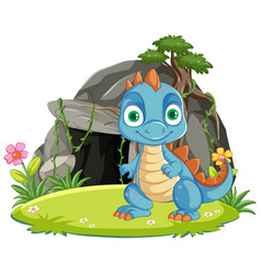 Baby Dragon Standing In Cave Entrance