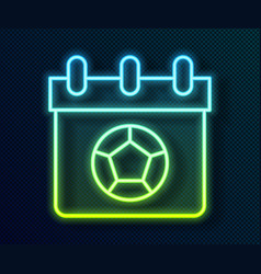 Glowing Neon Line Football Or Soccer Calendar Icon