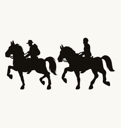 Men Riding Horses Black Silhouettes