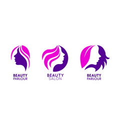 Beauty Salon Wavy Hair Logo Designs Pink Feminine