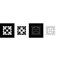 Set Checkered Napkin Icon Isolated On Black And