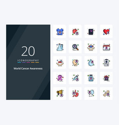 20 World Cancer Awareness Line Filled Icon