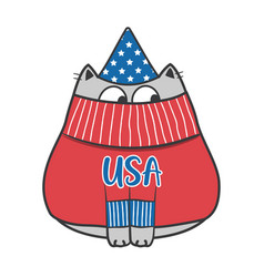 4th Of July Patriotic Doodle Cat