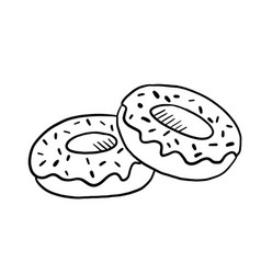 Donut Black And White Outline Icon Line Sweet