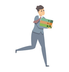 Employee Running Icon Cartoon Late Worker