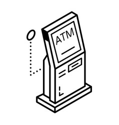 Bank Machine Outline Isometric Icon