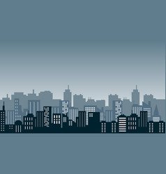 City Silhouette With Tall Buildings Around