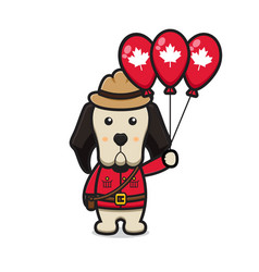 Cute Dog Character Celebrated Canada Day Cartoon