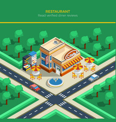 Isometric City Landscape With Restaurant Building