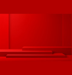 Red Rectangle Chinese Podium Stage And Stand