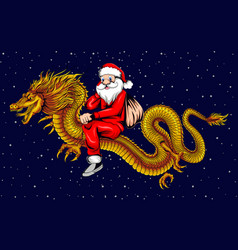 Santa Claus Riding A Golden Dragon