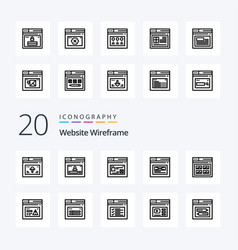 20 Website Wireframe Line Icon Pack Like Web