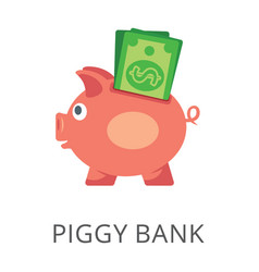 Funny Piggybank Character With Paper Money Flat