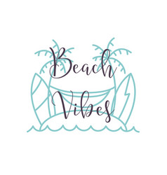 Linear Logo With Beach Vibes Text And Seashore