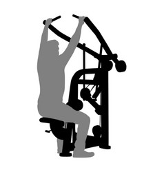 Sport Man Exercises In Gym On Machine Silhouette