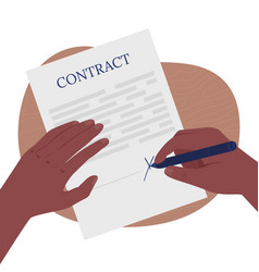 Hand Writing On Contract Flat Color