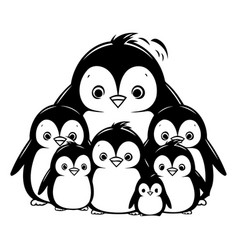 Penguin Family Isolated On A White Background