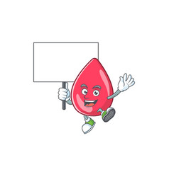 Sweet Red Blood Cartoon Character Rise Up A Board