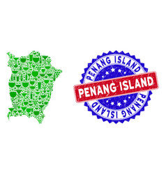 Bicolor Penang Island Textured Rubber Stamp