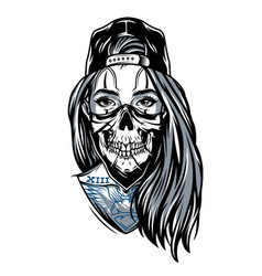 Gangster Chicano Girl With Skull Mask